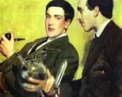 鲍里斯克斯托依列夫 - Portrait of Prof. Pyotr Kapitsa and Prof. Nikolai Semyonov